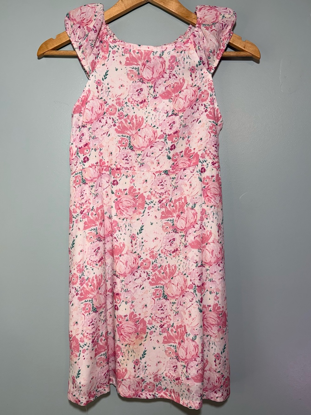 Sweet Honey Girls Pink Floral Flutter Sleeve Dress